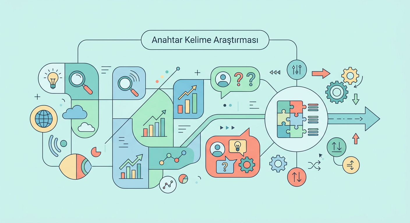 Anahtar Kelime Araştırması infografik: On-Page SEO kapsamında kavramsal diyagram