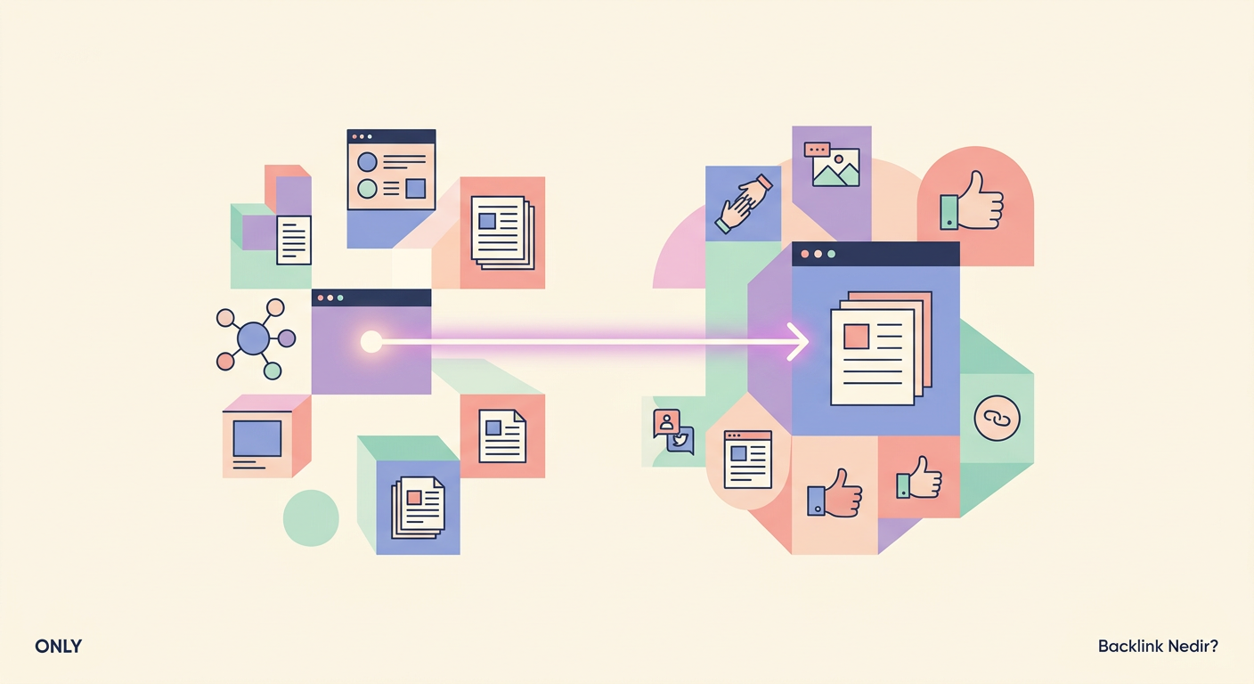 Backlink Nedir? infografik: Backlink Temelleri kapsamında kavramsal diyagram