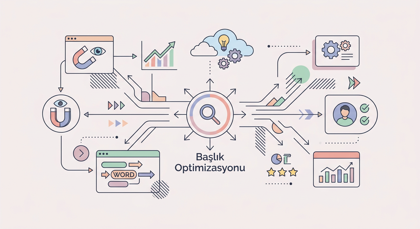 Başlık Optimizasyonu infografik: On-Page SEO kapsamında kavramsal diyagram