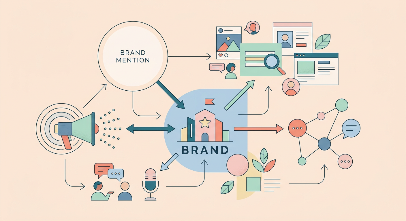 Brand Mention infografik: Marka Otoritesi kapsamında kavramsal diyagram